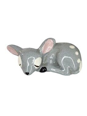 Hagen Renaker Early Sleeping Gray Fawn Baby Deer Miniature Figurine *Repaired*